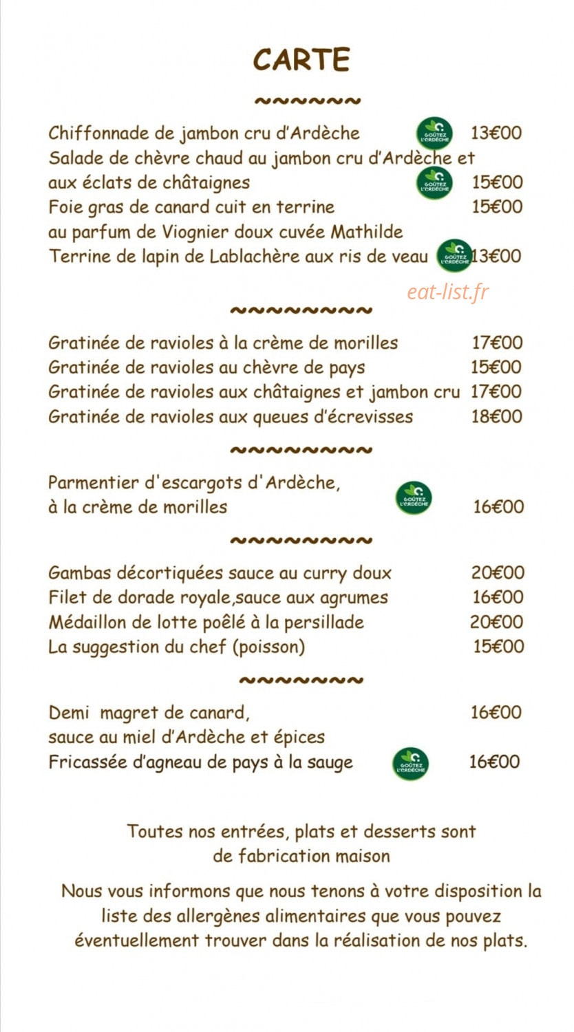 Le Bistrot de Manon — carte page 1