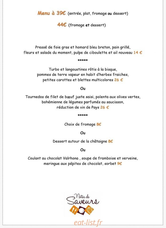 Notes de saveurs — carte page 1