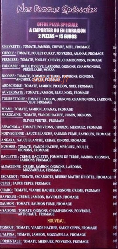 Pizza express — carte page 2