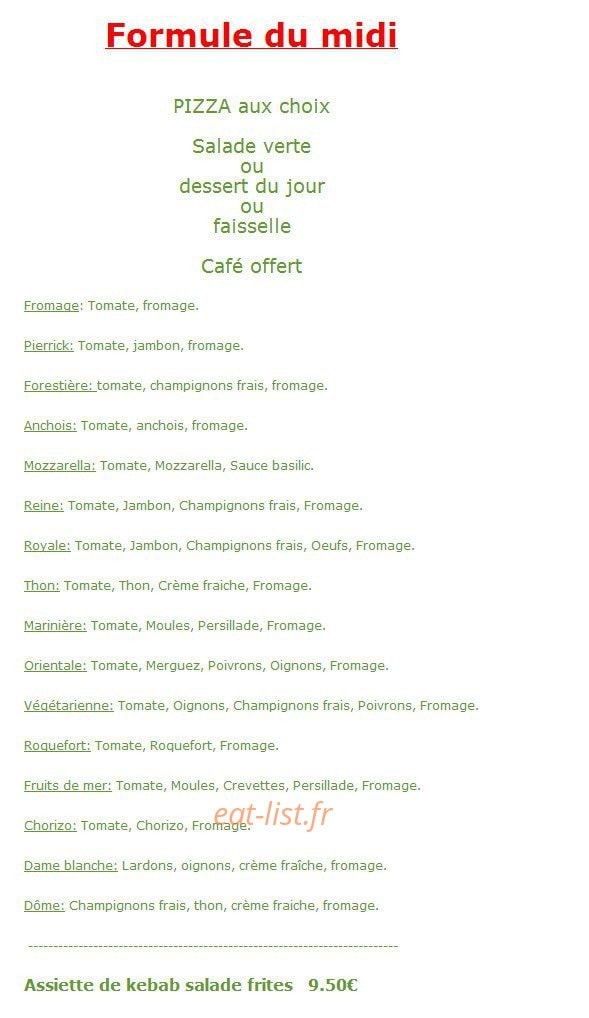 Pizzéria du Dôme — carte page 9