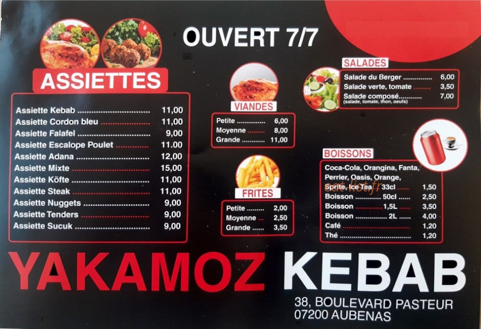 Yakamoz Kebab — carte page 2