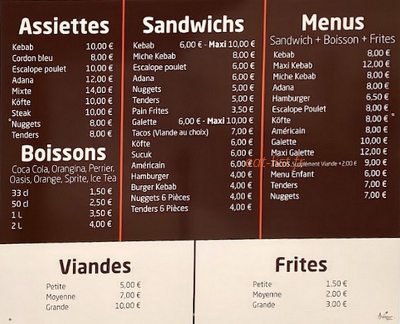 Istanbul Kebab — carte page 1