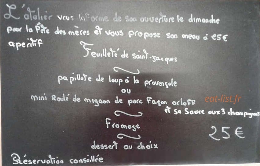 Resto L'atelier — carte page 1