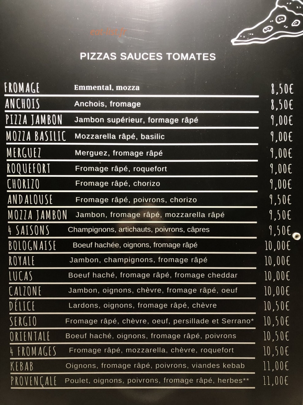 Pizza Simon — carte page 1