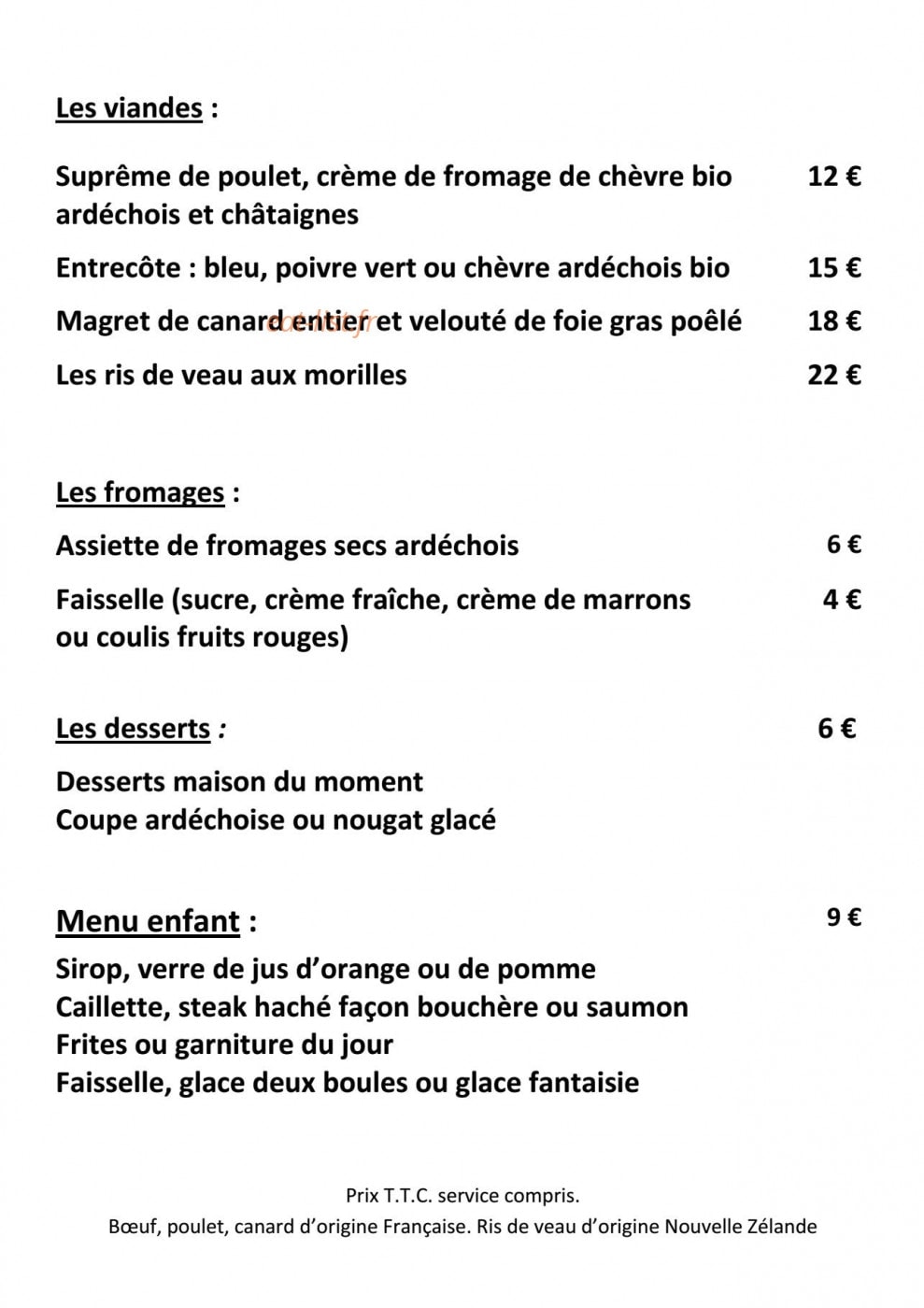 Auberge du Vieux Lanas — carte page 2