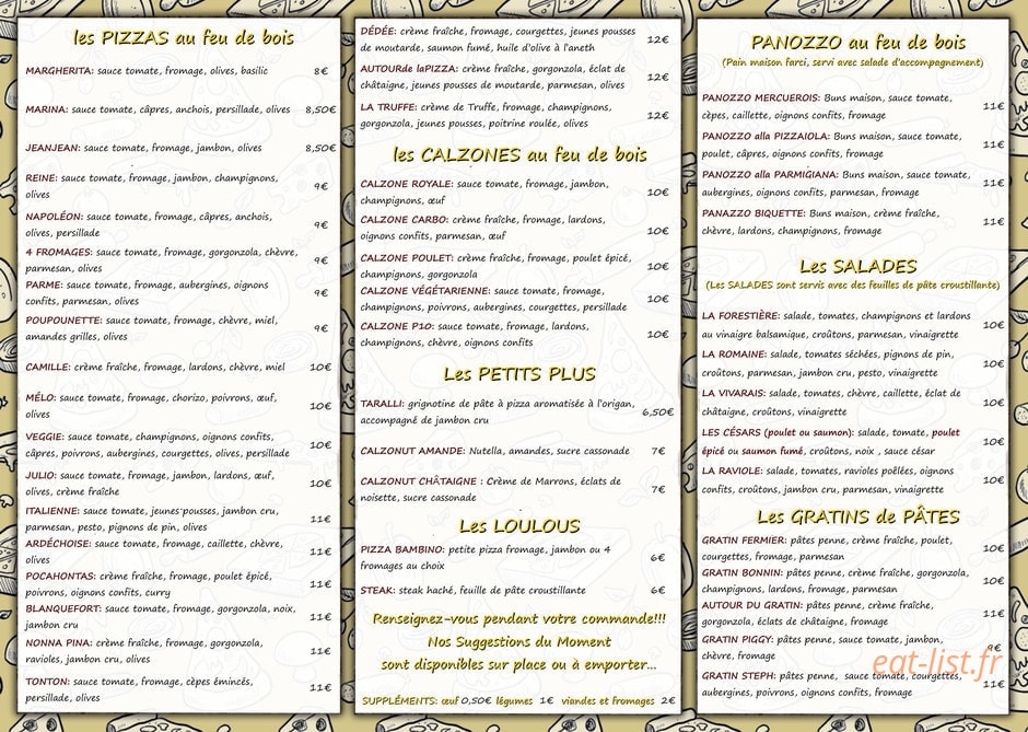 Autour de la Pizza — carte page 4