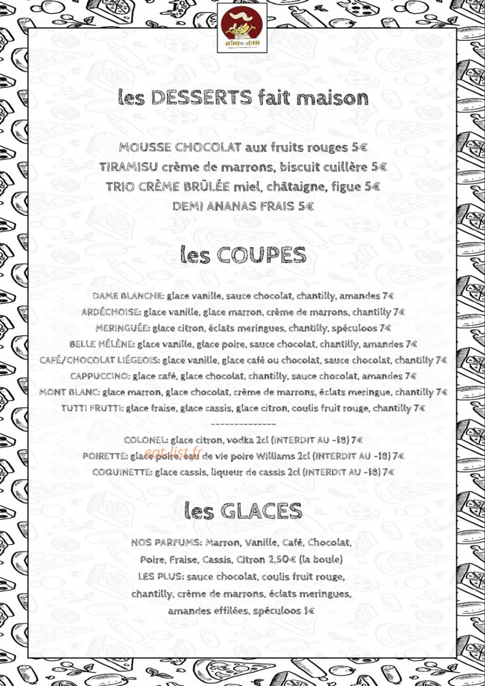 Autour de la Pizza — carte page 2
