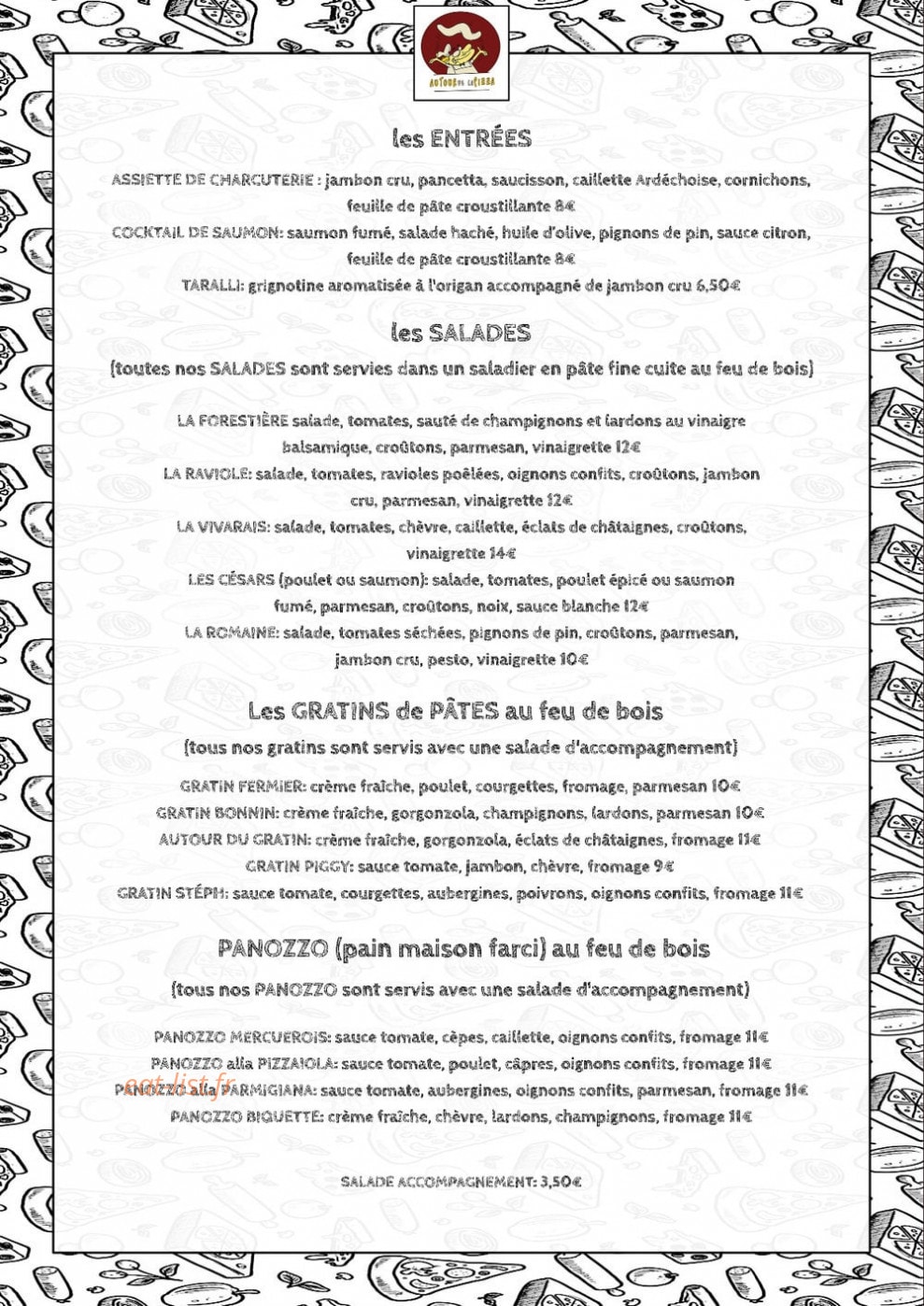 Autour de la Pizza — carte page 1