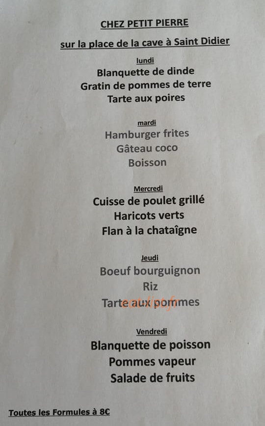 Chez petit Pierre — carte page 1