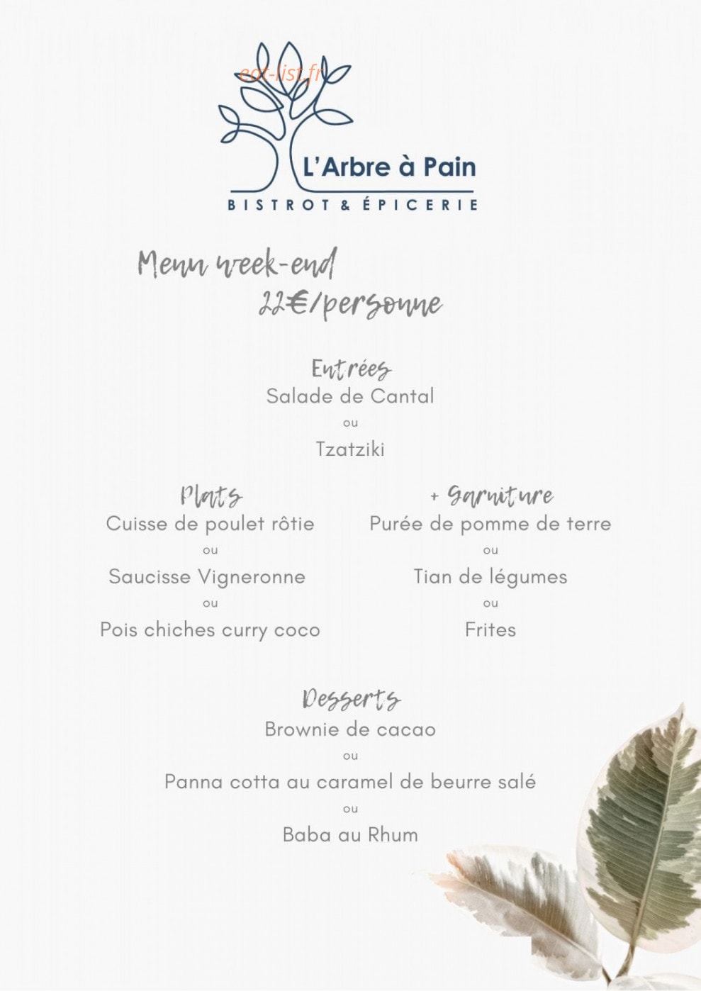 L'Arbre à Pain — carte page 2