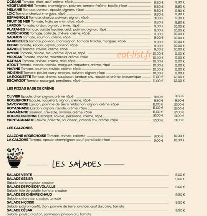 Les Platanes — carte page 1