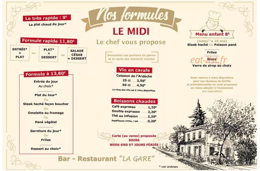 Restaurant De La Gare — carte page 2
