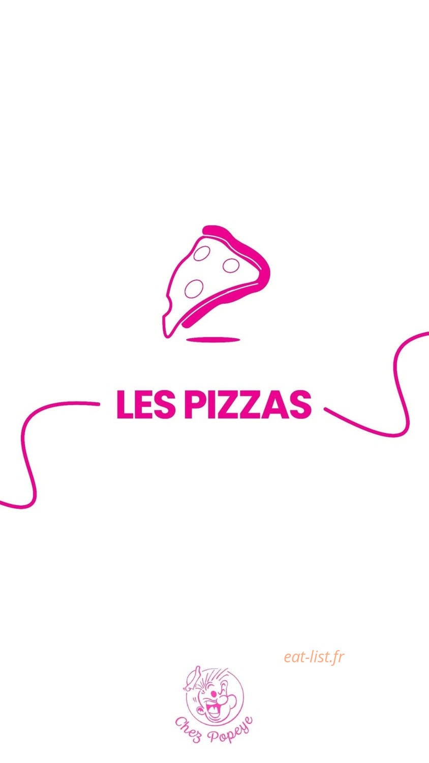 Carte et menu de Chez Popeye à Vogue — Les pizzas
