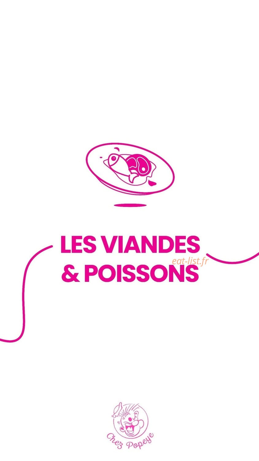 Carte et menu de Chez Popeye à Vogue — Viandes et poissons