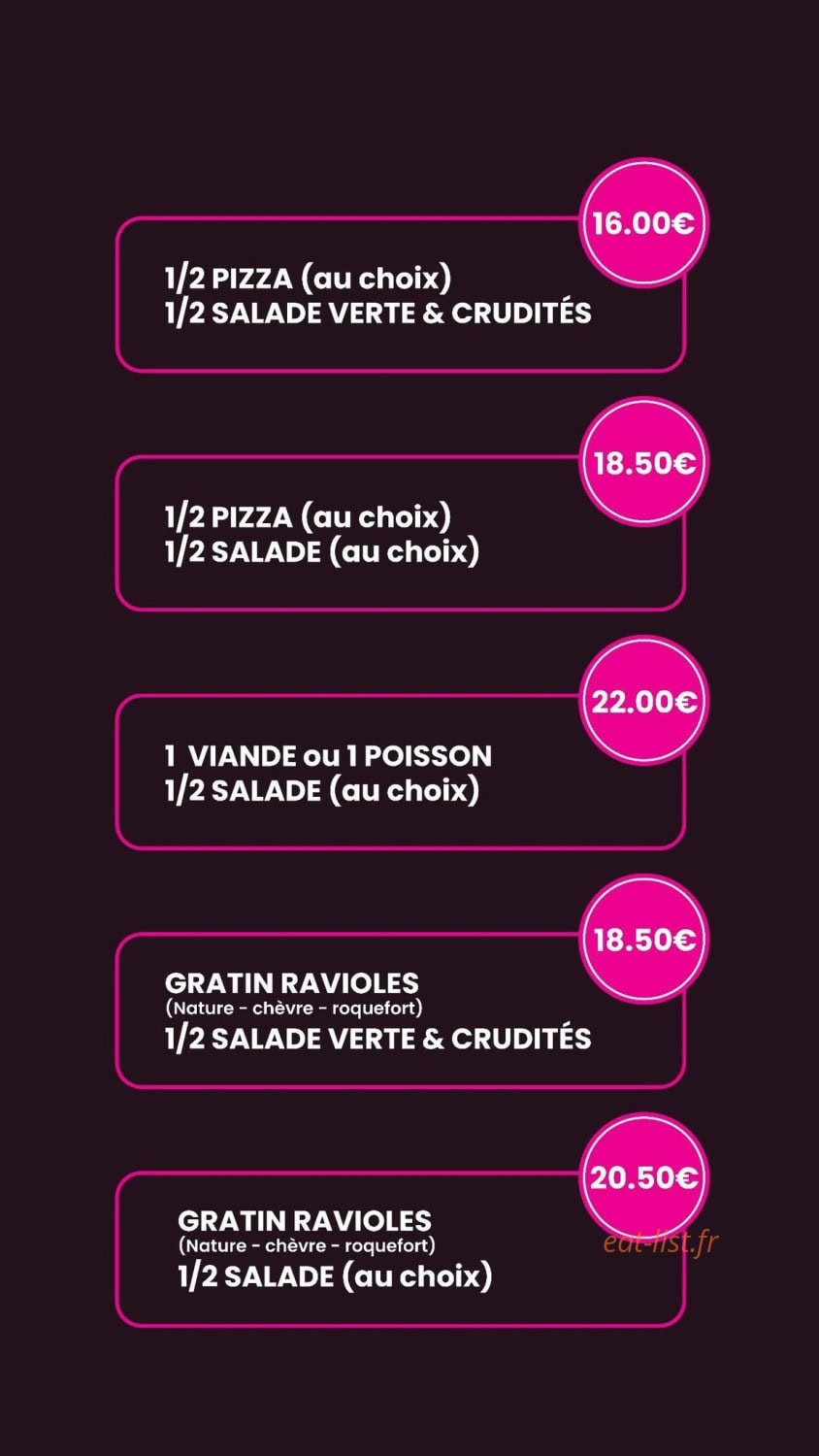 Carte et menu de Chez Popeye à Vogue — Formules enfant