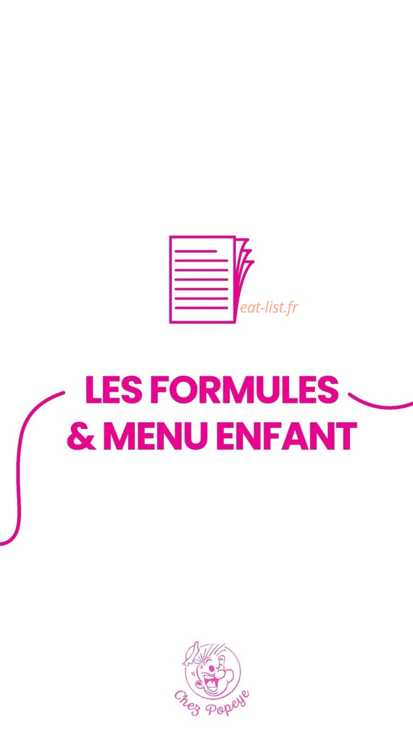 Carte et menu de Chez Popeye à Vogue — Formule enfant