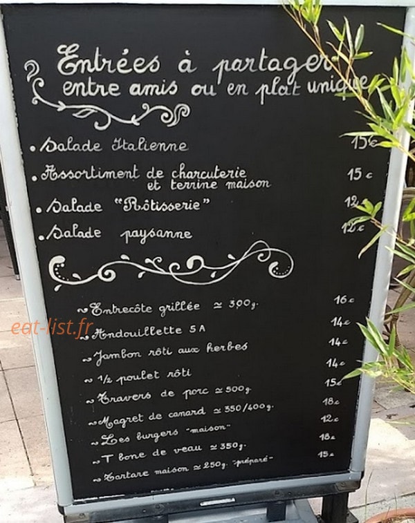 La Rotisserie — carte page 1