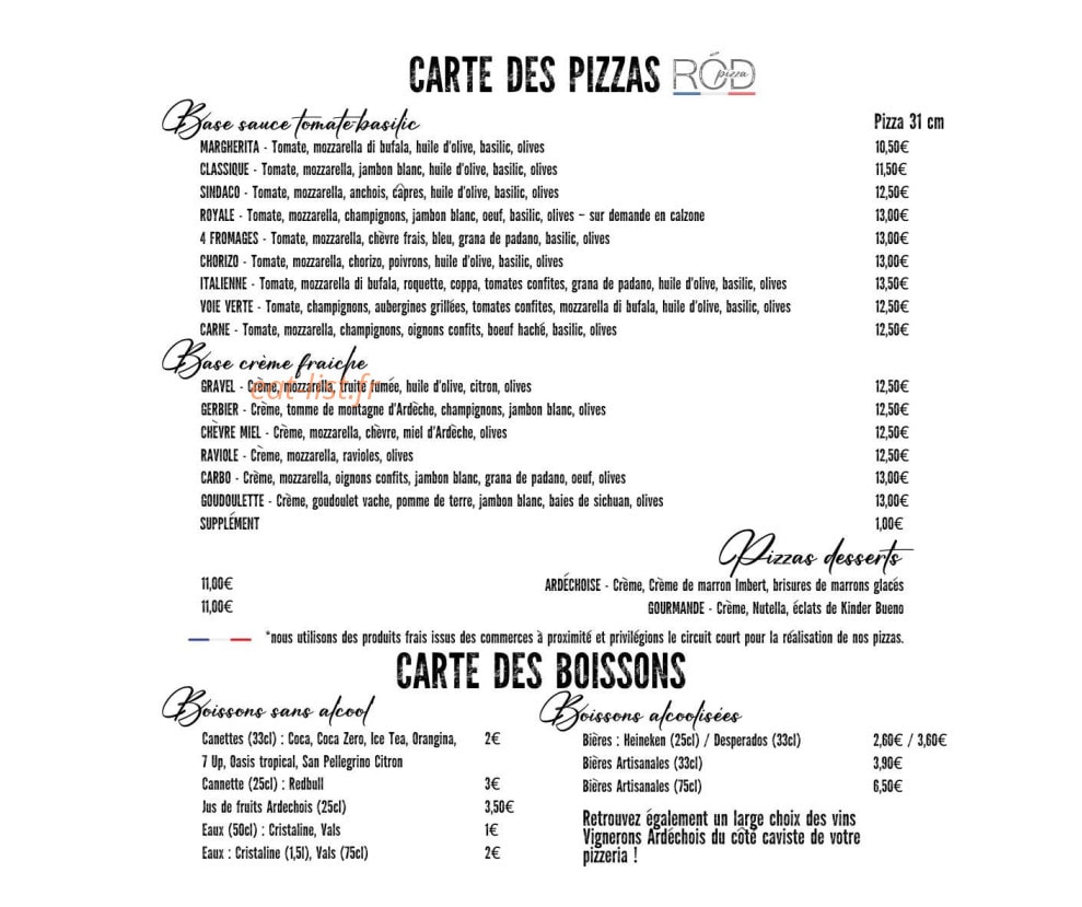 ROD pizza — carte page 2