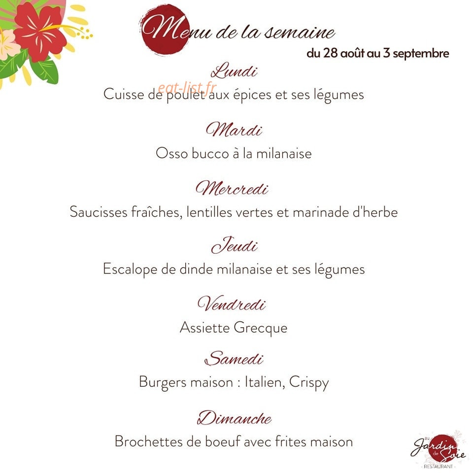 Au Jardin de Soie — carte page 1