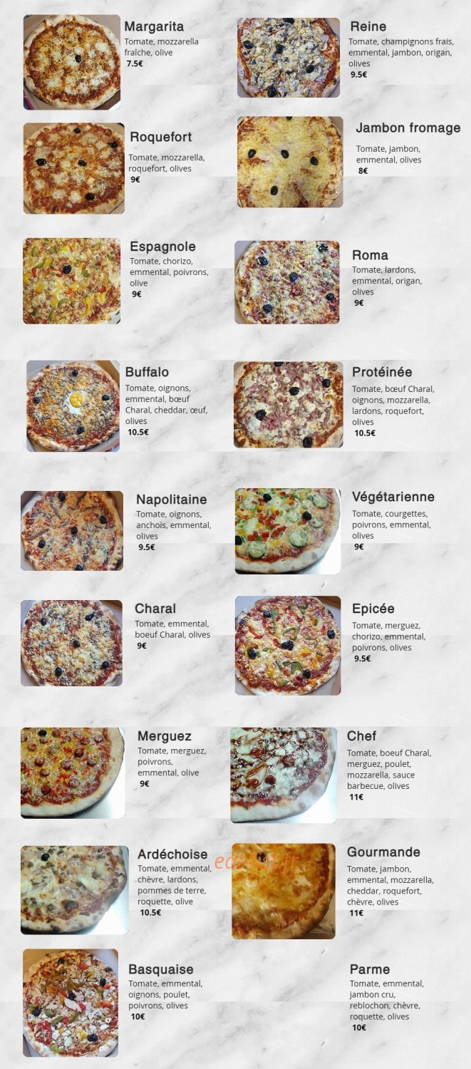 Pizza'Thib — carte page 1