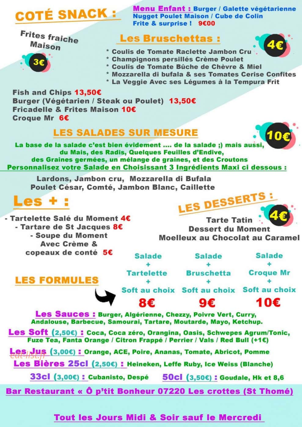 O p'tit bonheur — carte page 1