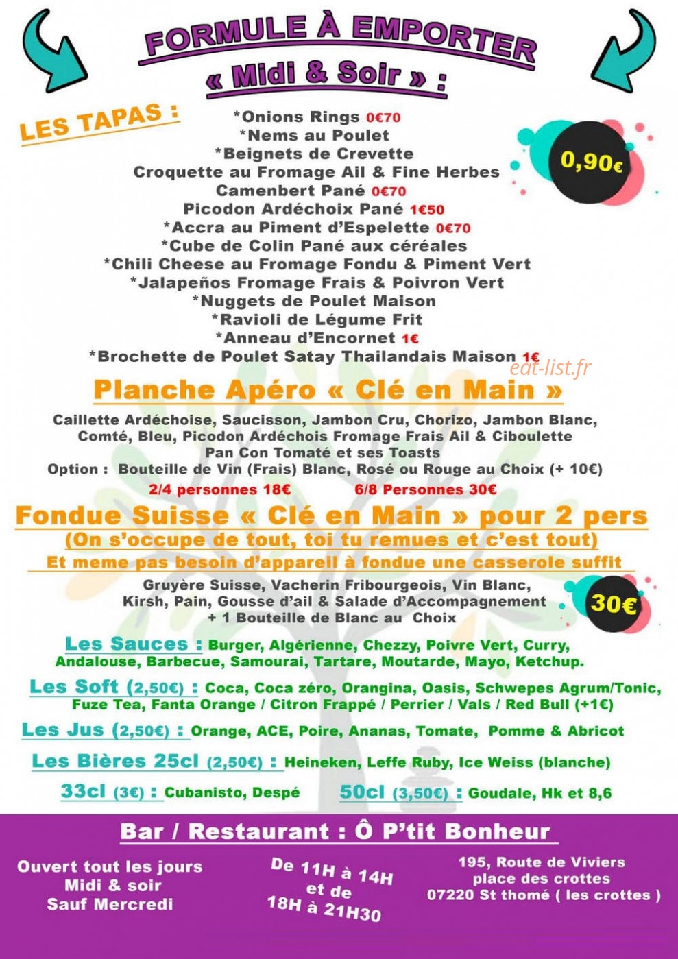 O p'tit bonheur — carte page 2