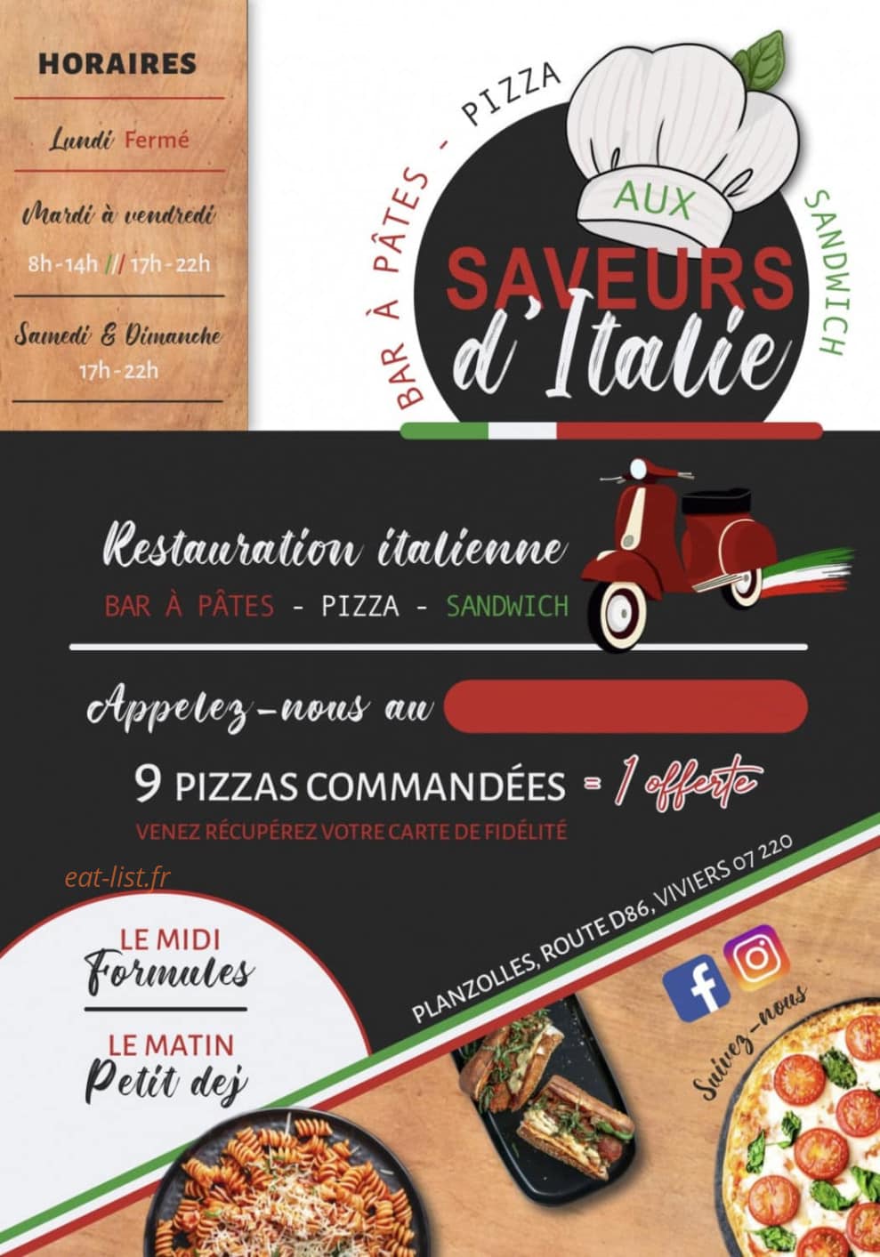 Aux saveurs d’Italie — carte page 1