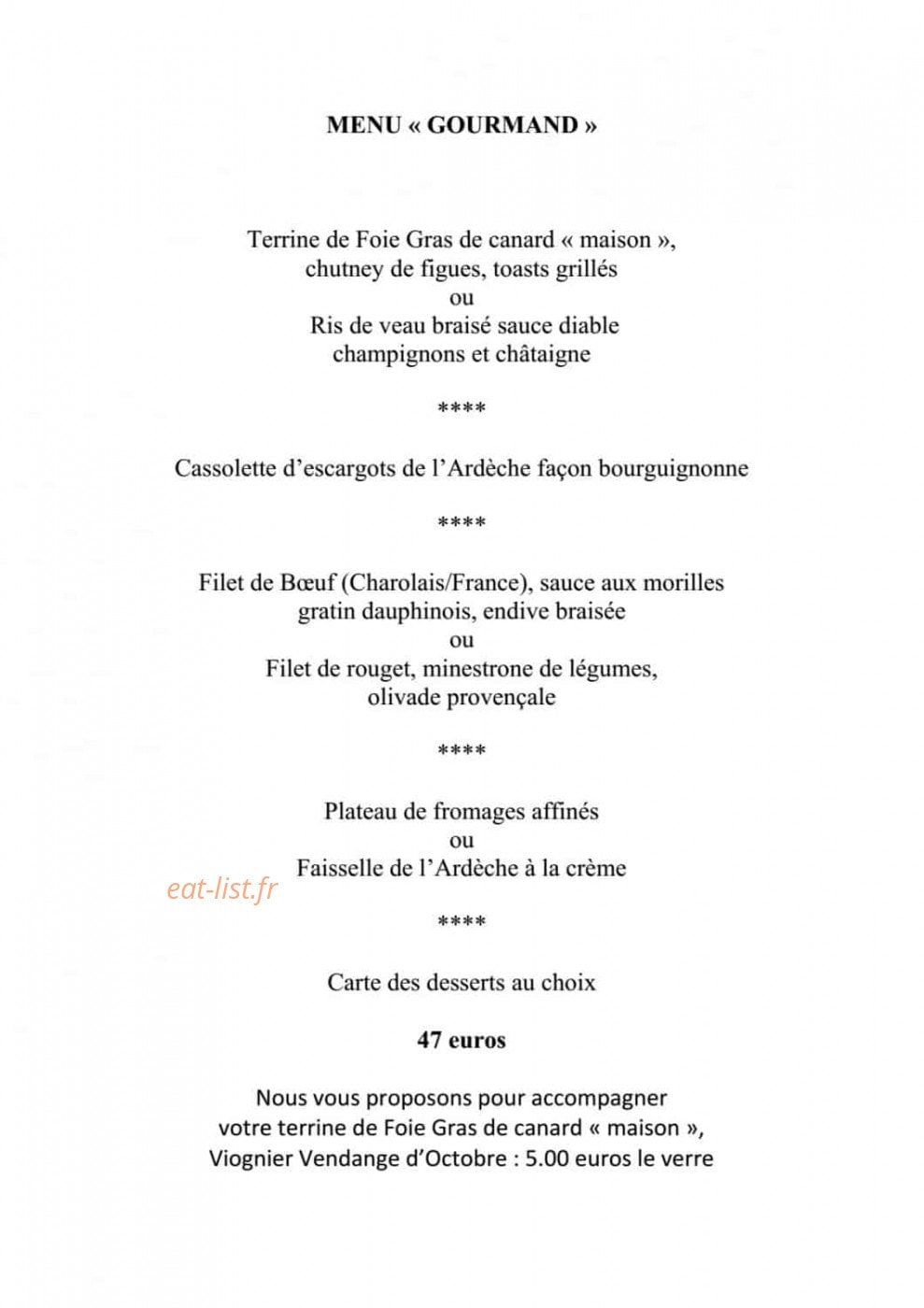 Auberge les Murets — carte page 9