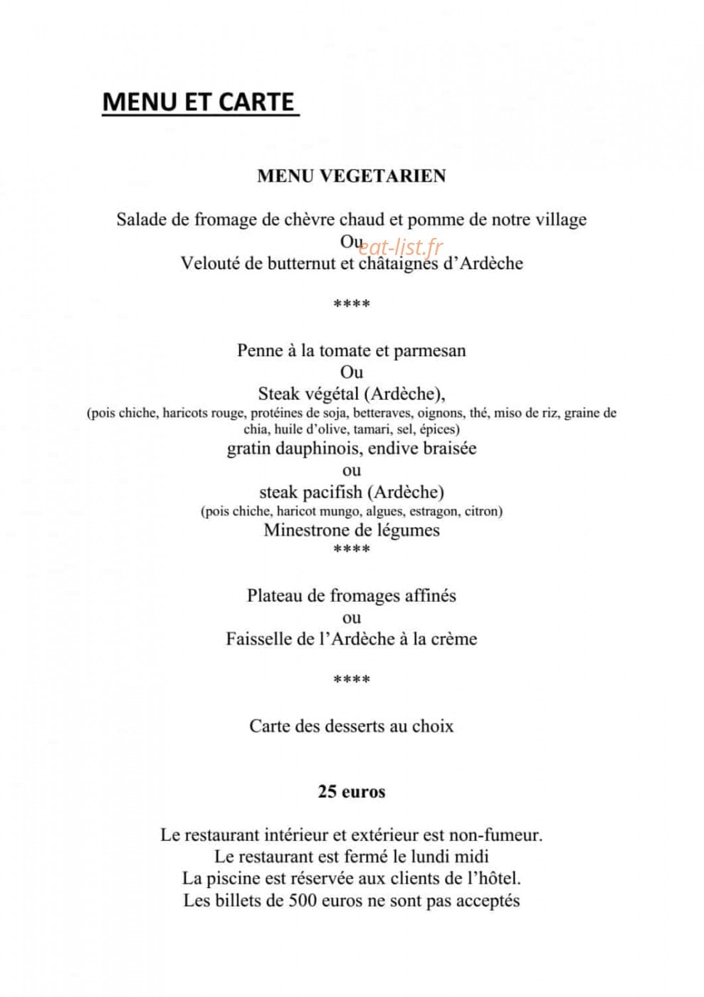 Auberge les Murets — carte page 4