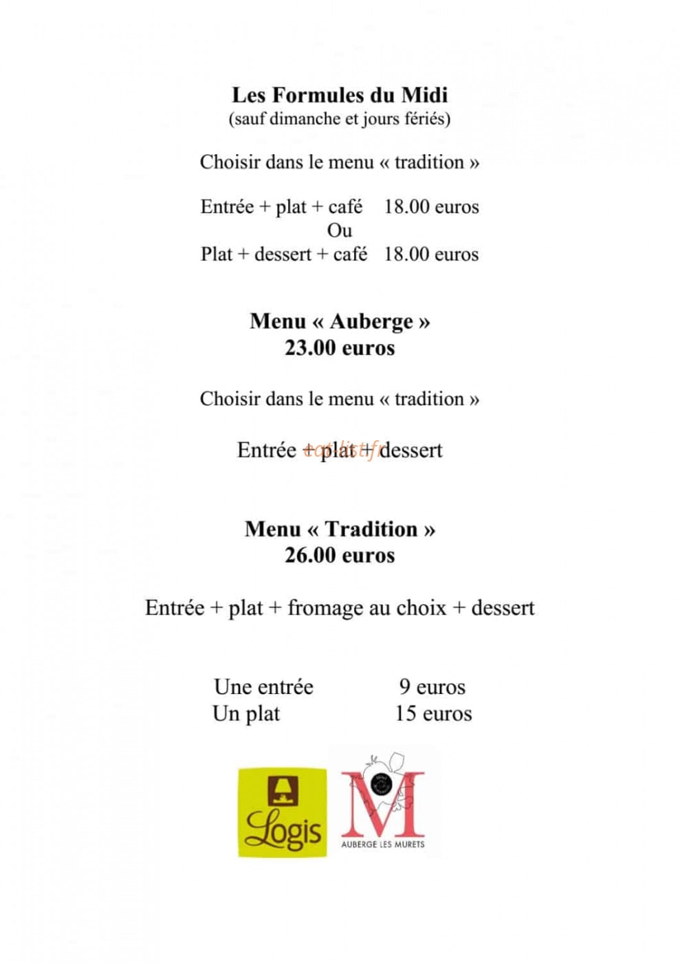 Auberge les Murets — carte page 5