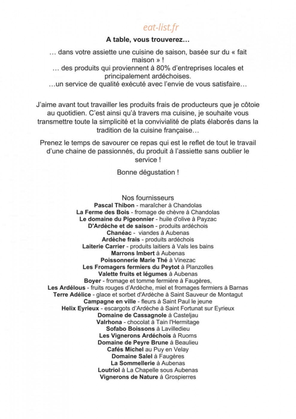 Auberge les Murets — carte page 2