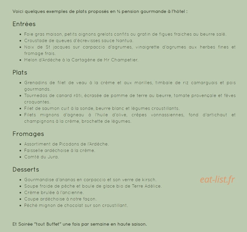 Le Relais de la Vignasse — carte page 1