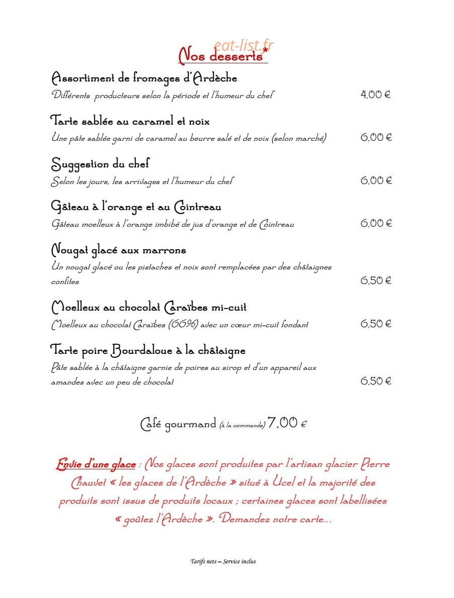 Auberge de la Couronne — carte page 3
