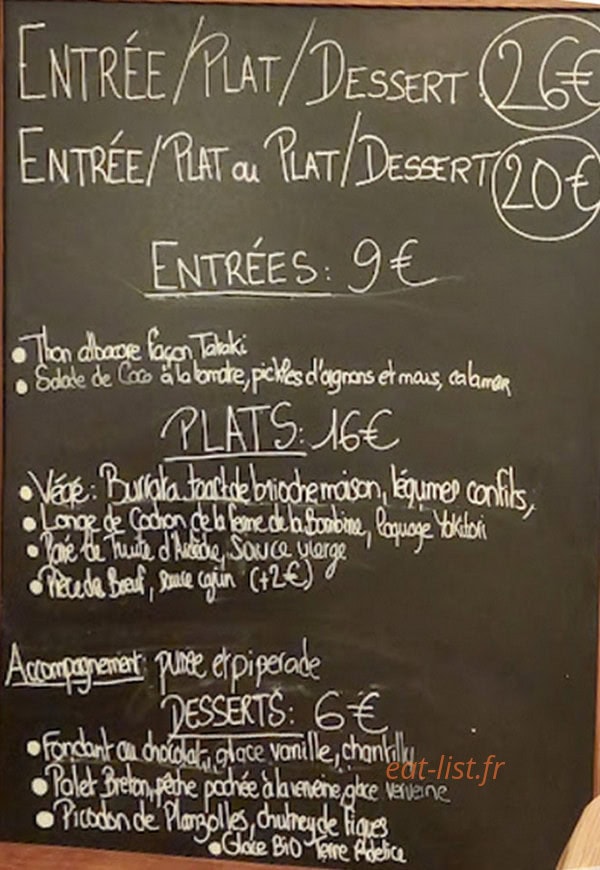 Le Comptoir de Payzac — carte page 1