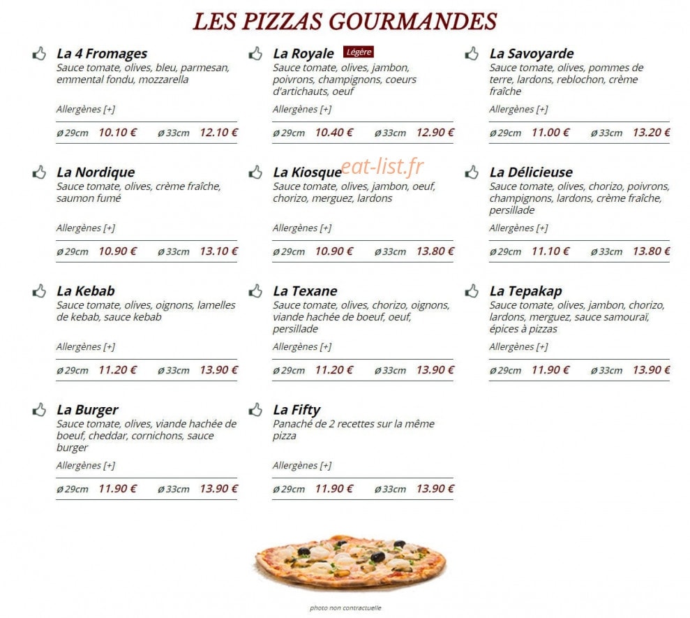 Le Kiosque à Pizzas — carte page 2