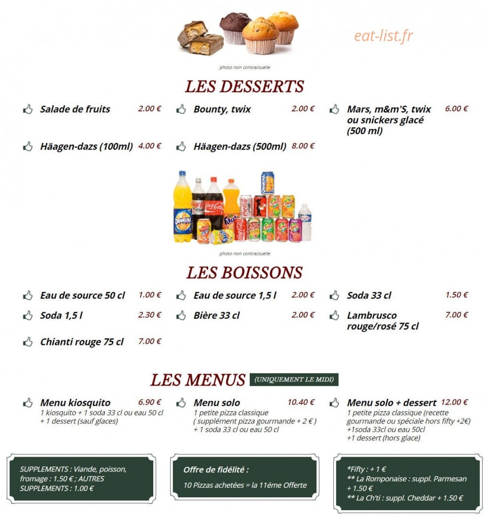 Le Kiosque à Pizzas — carte page 5