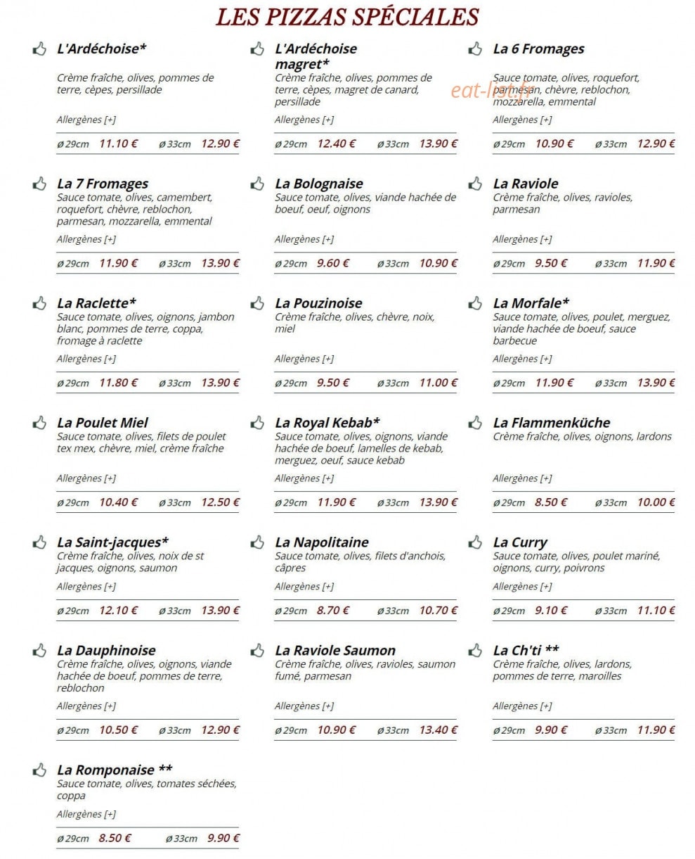 Le Kiosque à Pizzas — carte page 3