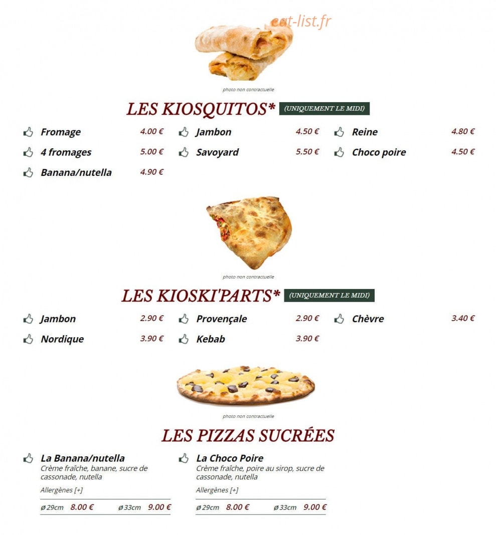 Le Kiosque à Pizzas — carte page 4