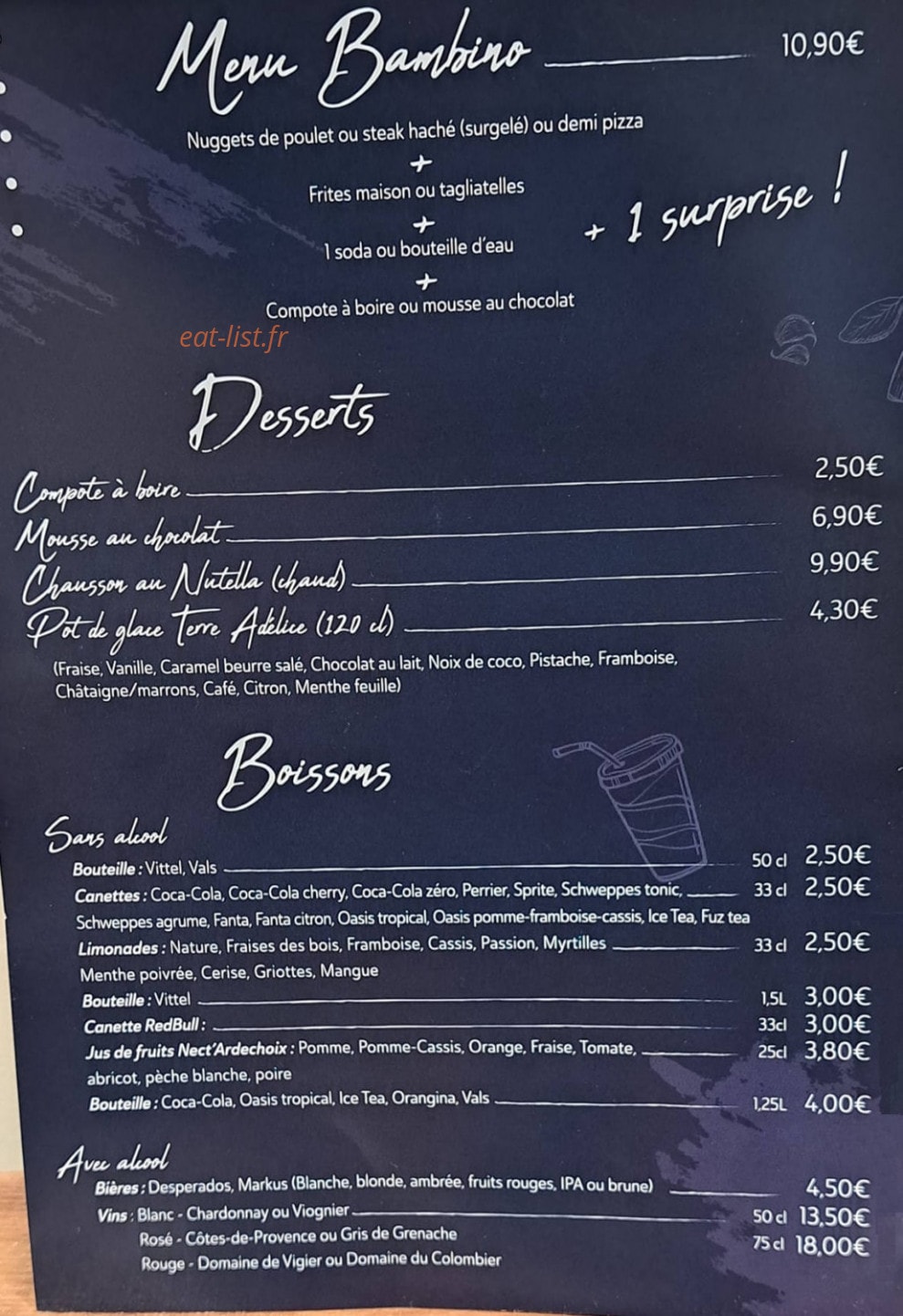Pizzeria Bambino — carte page 3