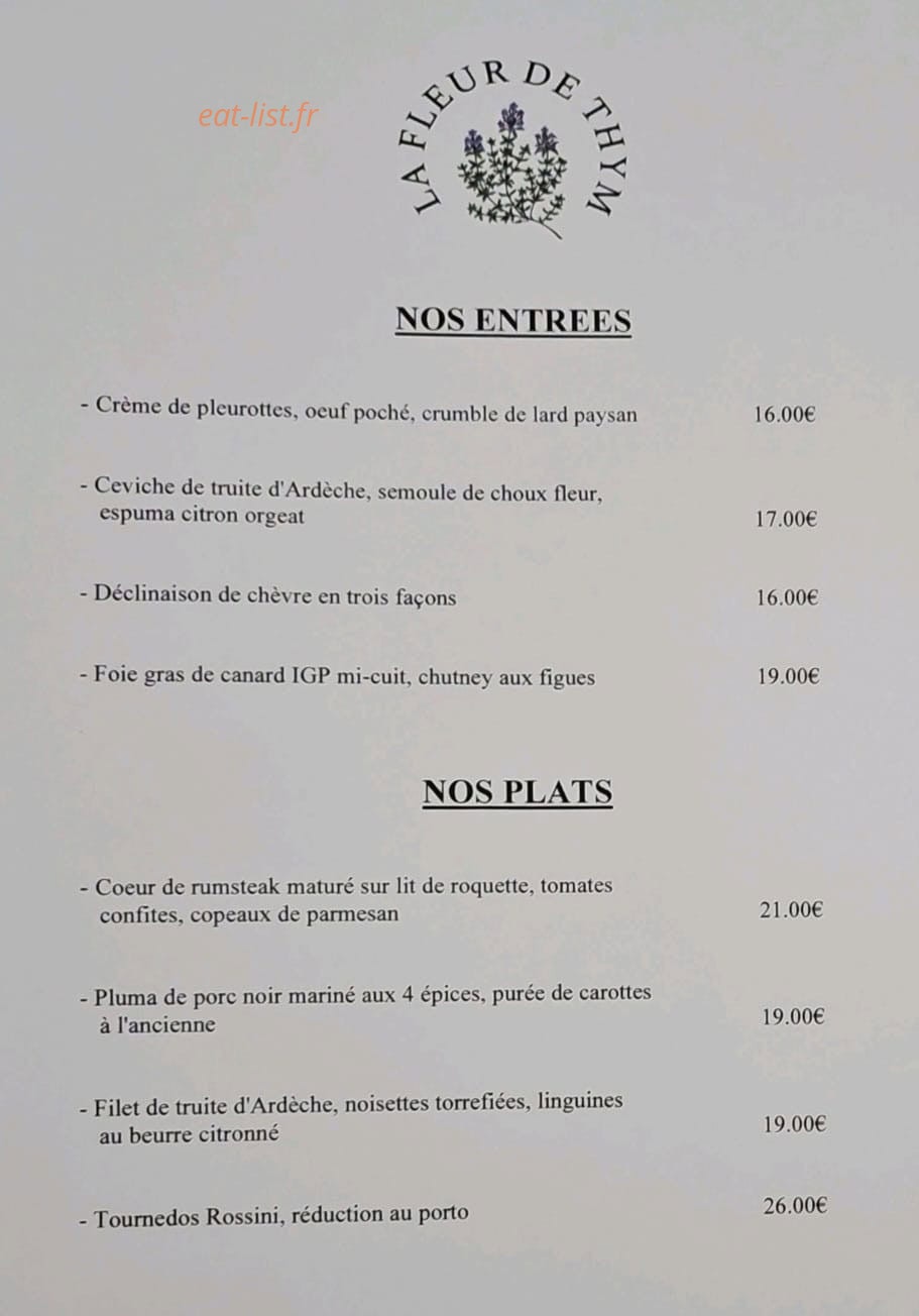 La fleur de thym — carte page 1