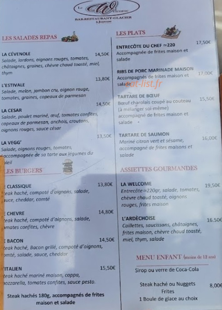 Le Welcome — carte page 1