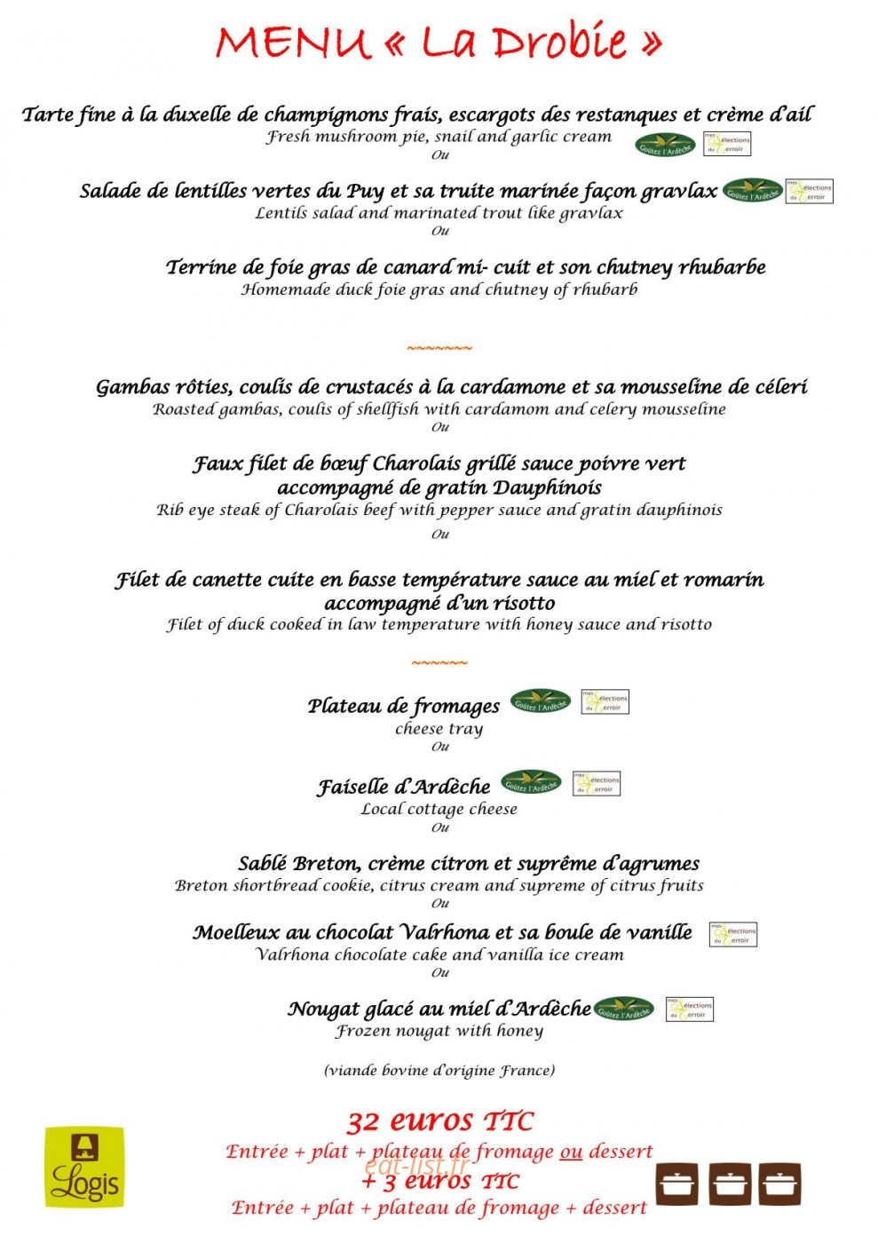 Les Cèdres Ardèche — carte page 3