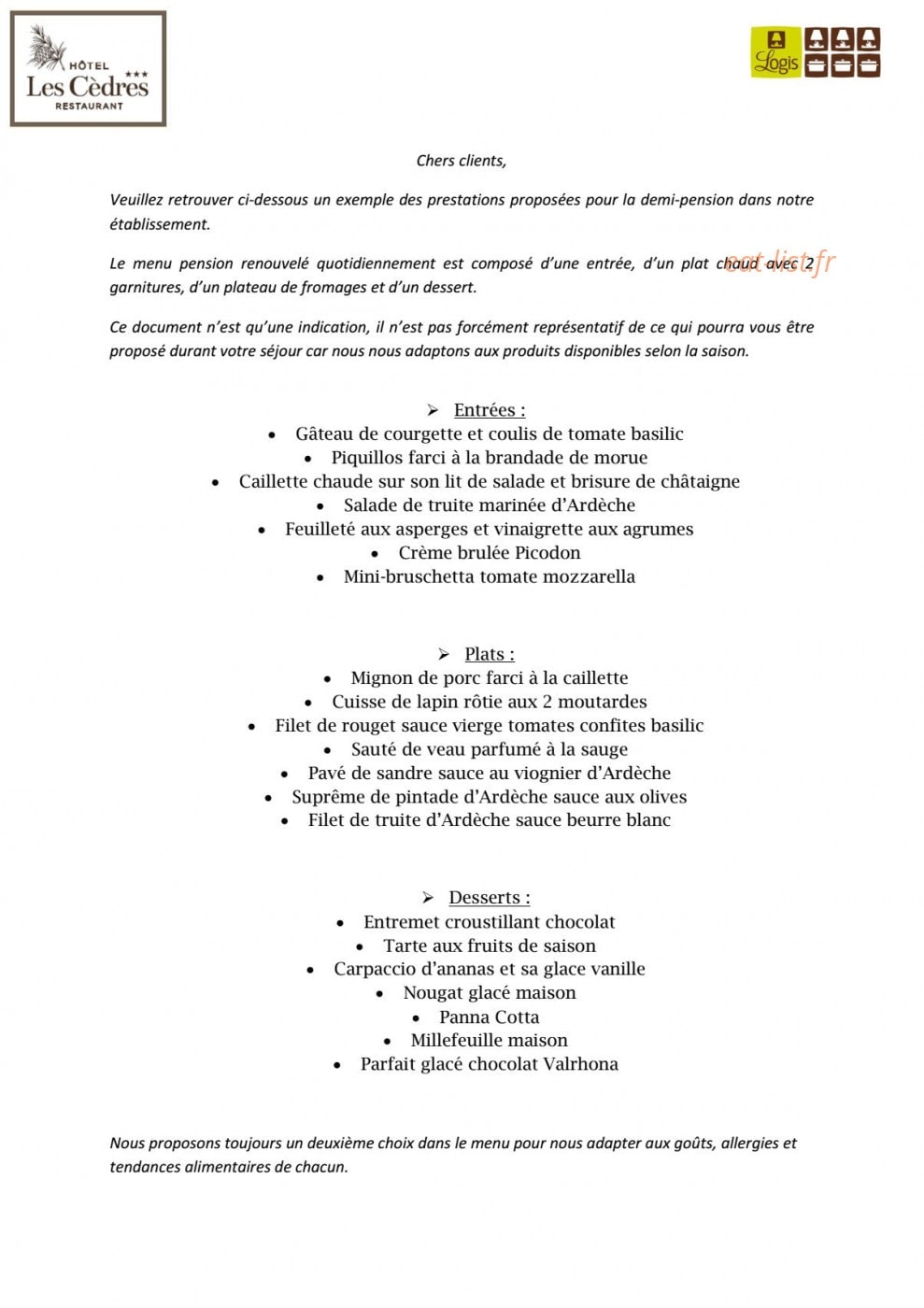 Les Cèdres Ardèche — carte page 6