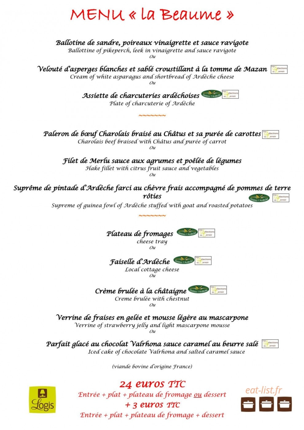 Les Cèdres Ardèche — carte page 2