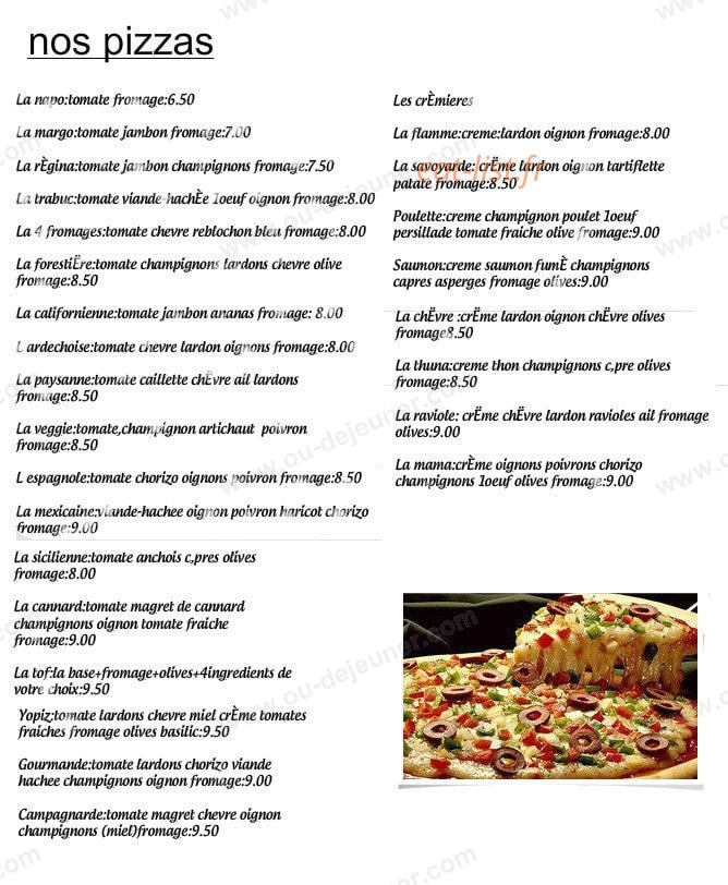 Pizza lili — carte page 1