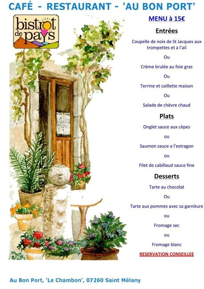 Au Bon Port — carte page 1