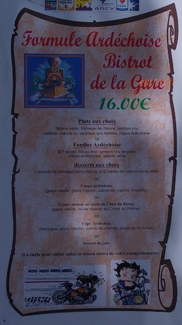 Le Bistrot de la Gare — carte page 1