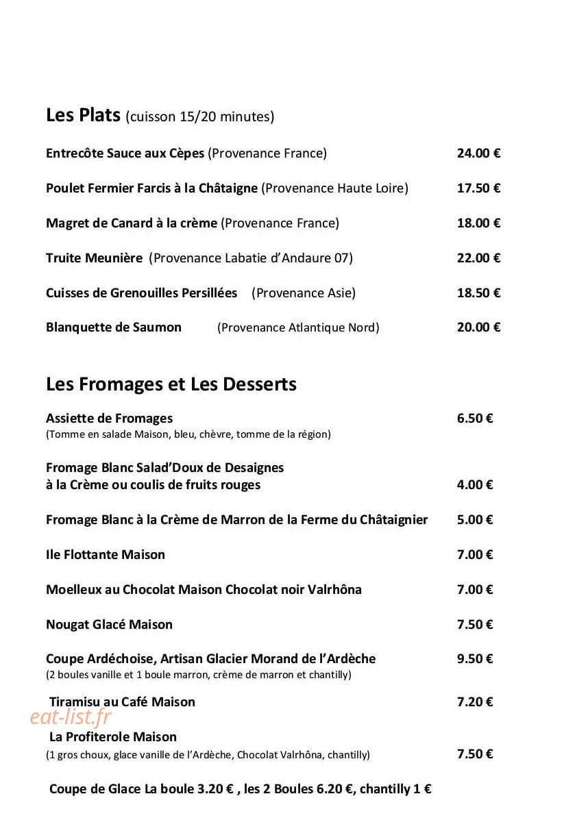 Hôtel des Négociants à Lamastre - menu et photos