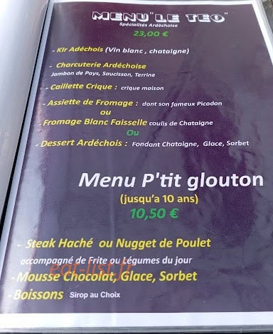 Le bistrot de teo — carte page 1