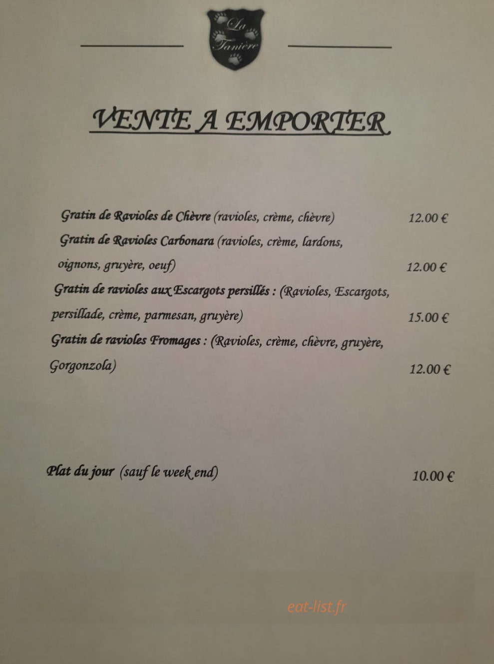La tanière — carte page 2